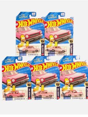 Hot wheels The Simpsons Family Car Screen Time Lot of 5 Pink Kids Toy Diecast
